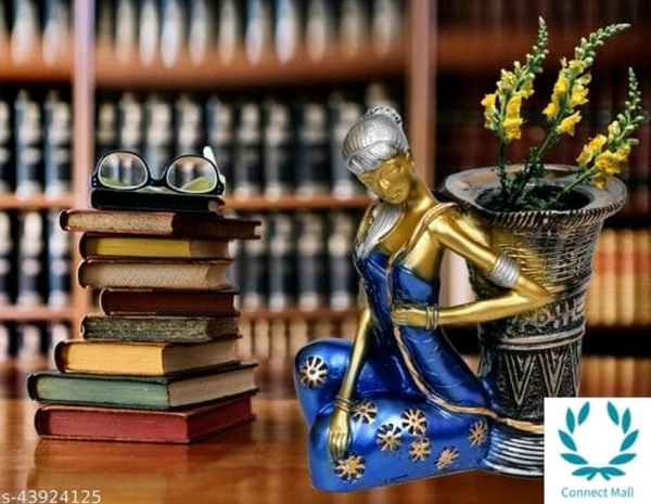 Voguish Vase - LXHXB: 10x28x10 cm, Blue, Poly Resin , Handicraft Artifact Showpiece